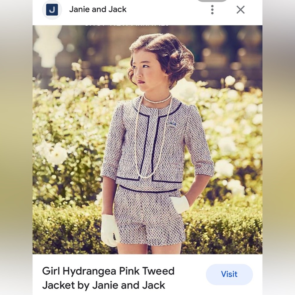 Janie and Jack Collection pink blue tweed boucle jacket + shorts, size 12-18 mos